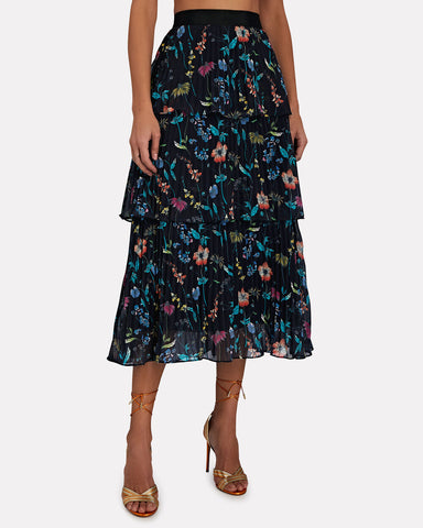 Louella Tiered Floral Midi Skirt